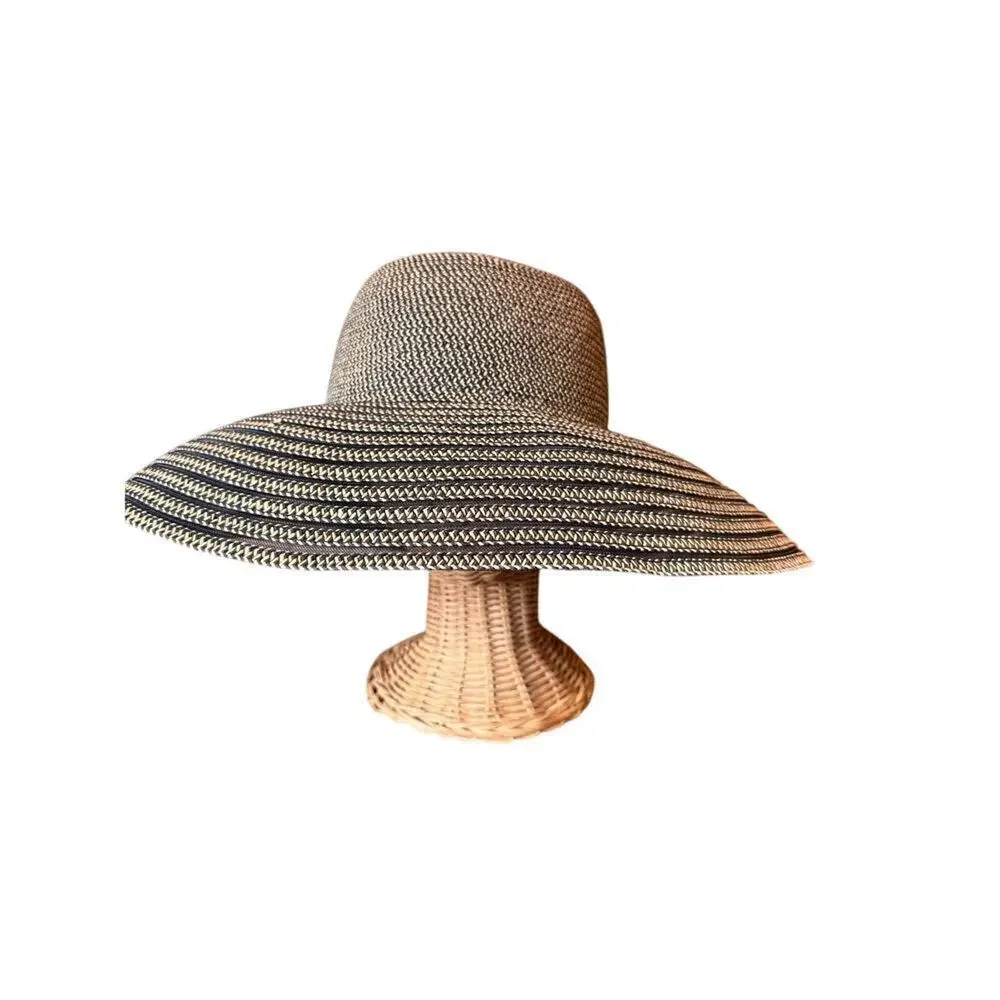 Daniele Meucci Black and Tan Paper Straw Sun Hat Women's One Size